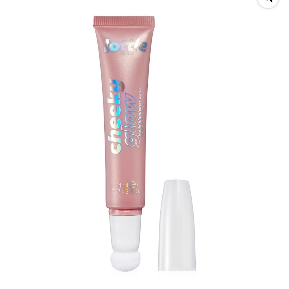 Lottie London Cheeky Glow Liquid Highlighter Wand, Rosé Bubbles, 0.47 fl oz